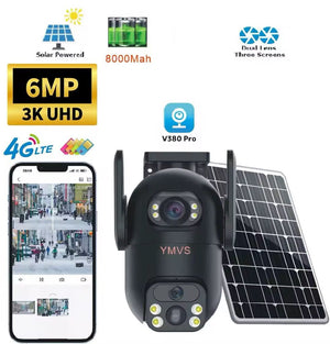Dual Lens Solar Camera 4K WiFi Outdoor